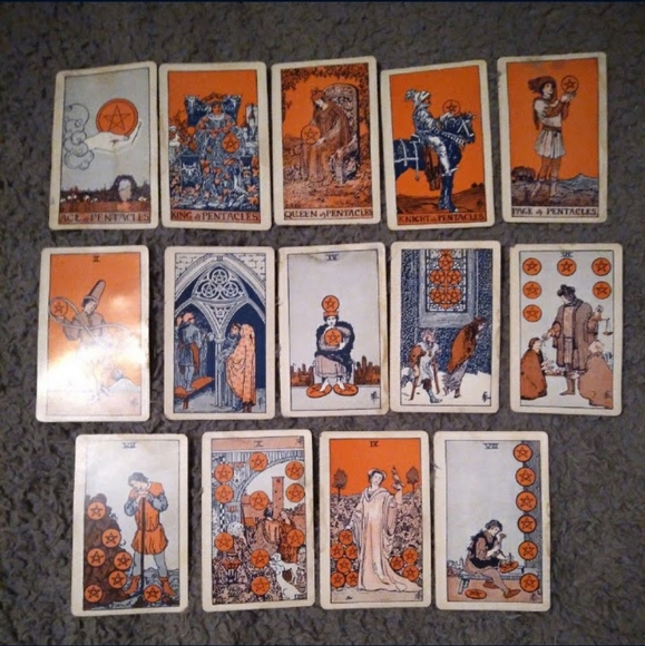 Antique c.1919 ORIGINAL de Laurence's RARE ORANGE deck Tarot Cards - Picture 7 of 12